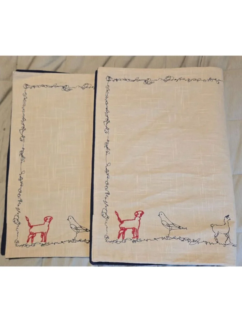 Ellen DeGeneres E&D Town & Country Set Of 2 Embroidered Cotton Placemats